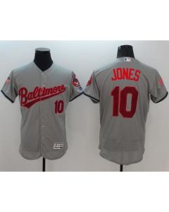Orioles #10 Adam Jones Grey Fashion Stars & Stripes Flexbase Authentic Stitched MLB Jersey