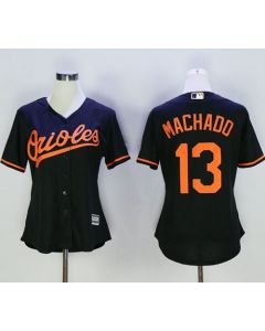 Orioles #13 Manny Machado Black Women's Alternate Stitched MLB Jersey