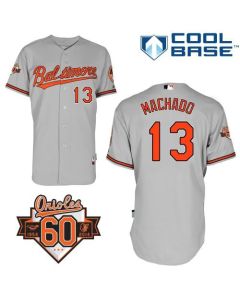 Orioles #13 Manny Machado Grey Cool Base Stitched MLB Jersey