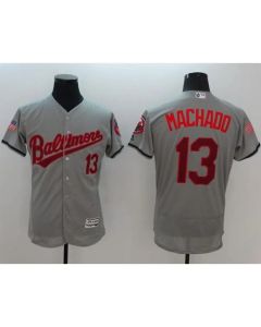 Orioles #13 Manny Machado Grey Fashion Stars & Stripes Flexbase Authentic Stitched MLB Jersey