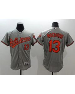 Orioles #13 Manny Machado Grey Flexbase Authentic Collection Stitched MLB Jersey