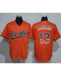 Orioles #13 Manny Machado Orange USA Flag Fashion Stitched MLB Jersey