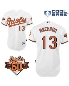 Orioles #13 Manny Machado White Cool Base Stitched MLB Jersey