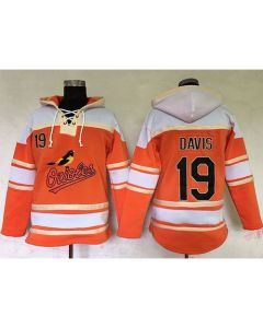 Orioles #19 Chris Davis Orange Sawyer Hooded Sweatshirt MLB Hoodie
