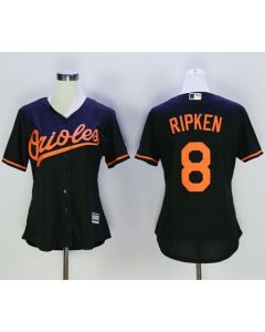 Orioles #8 Cal Ripken Black Women's Alternate Stitched MLB Jersey