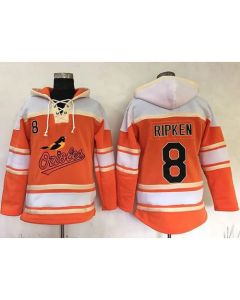 Orioles #8 Cal Ripken Orange Sawyer Hooded Sweatshirt MLB Hoodie