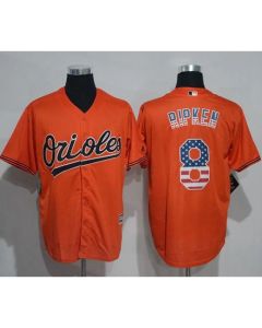 Orioles #8 Cal Ripken Orange USA Flag Fashion Stitched MLB Jersey