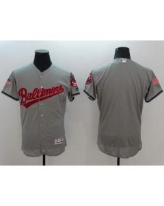 Orioles Blank Grey Fashion Stars & Stripes Flexbase Authentic Stitched MLB Jersey