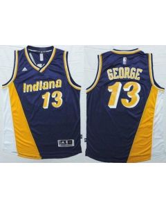 Pacers #13 Paul George Navy Blue/Yellow Throwback Stitched NBA Jersey