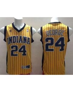 Pacers #24 Paul George Yellow Throwback Stitched NBA Jersey
