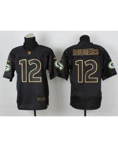 Packers #12 Aaron Rodgers Black Gold No. Fashion Men's Stitched NFL Elite Jersey