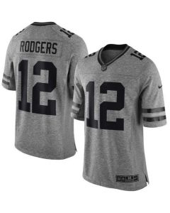 Packers #12 Aaron Rodgers Gray Men's Stitched NFL Limited Gridiron Gray Jersey