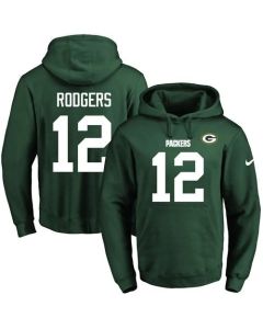 Packers #12 Aaron Rodgers Green Name & Number Pullover NFL Hoodie
