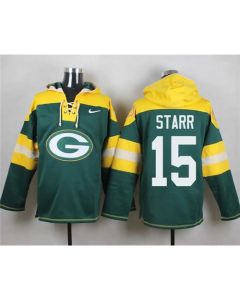 Packers #15 Bart Starr Green Player Pullover NFL Hoodie