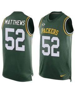 Packers #52 Clay Matthews Green Team Color Men's Stitched NFL Limited Tank Top Jersey