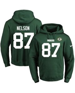 Packers #87 Jordy Nelson Green Name & Number Pullover NFL Hoodie