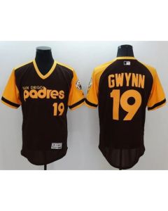 Padres #19 Tony Gwynn Brown/Gold Flexbase Authentic Collection Cooperstown Stitched MLB Jersey