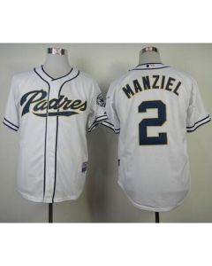 Padres #2 Johnny Manziel White Cool Base Stitched MLB Jersey