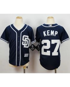 Padres #27 Matt Kemp Navy Blue Alternate 1 Stitched Youth MLB Jersey