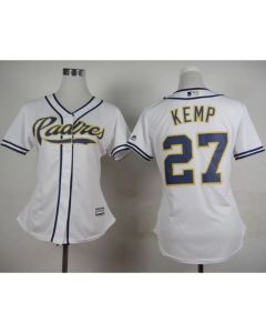 Padres #27 Matt Kemp White Home Women's Stitched MLB Jersey