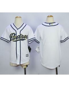 Padres Blank White Home Cool Base Stitched Youth MLB Jersey