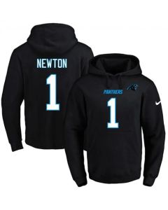 Panthers #1 Cam Newton Black Name & Number Pullover NFL Hoodie
