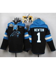 Panthers #1 Cam Newton Black Super Bowl 50 Player Pullover NFL Hoodie