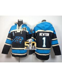 Panthers #1 Cam Newton Black Super Bowl 50 Sawyer Hoodie Sweatshirt NFL Hoodie