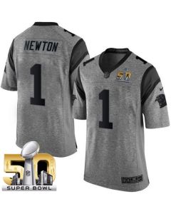 Panthers #1 Cam Newton Gray Super Bowl 50 Men's Stitched NFL Limited Gridiron Gray Jersey