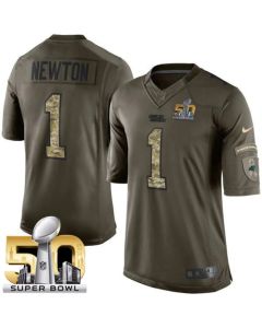 Panthers #1 Cam Newton Green Super Bowl 50 Men's Stitched NFL Limited Salute to Service Jersey