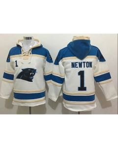 Panthers #1 Cam Newton White Sawyer Hoodie Sweatshirt NFL Hoodie