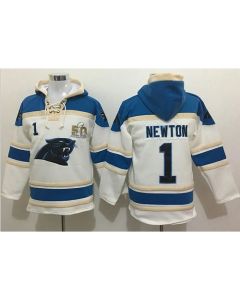 Panthers #1 Cam Newton White Super Bowl 50 Sawyer Hoodie Sweatshirt NFL Hoodie