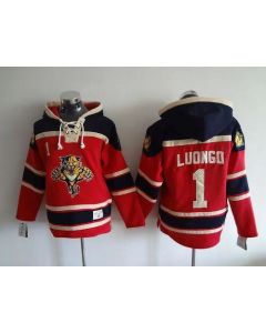 Panthers #1 Roberto Luongo Red Sawyer Hooded Sweatshirt Stitched NHL Jersey