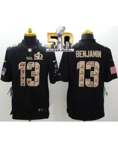 Panthers #13 Kelvin Benjamin Black Super Bowl 50 Men's Stitched NFL Limited Salute to Service Jersey