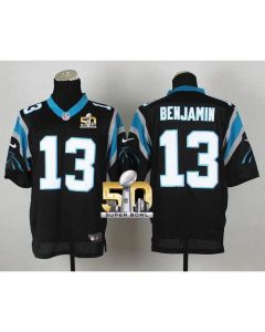 Panthers #13 Kelvin Benjamin Black Team Color Super Bowl 50 Men's Stitched NFL Elite Jersey