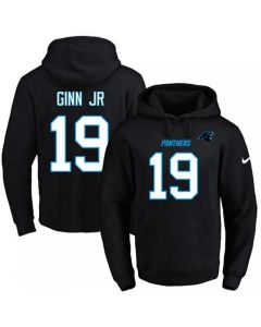 Panthers #19 Ted Ginn Jr Black Name & Number Pullover NFL Hoodie