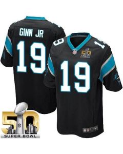 Panthers #19 Ted Ginn Jr Black Team Color Super Bowl 50 Youth Stitched NFL Elite Jersey