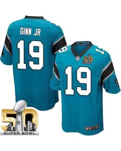 Panthers #19 Ted Ginn Jr Blue Alternate Super Bowl 50 Youth Stitched NFL Elite Jersey