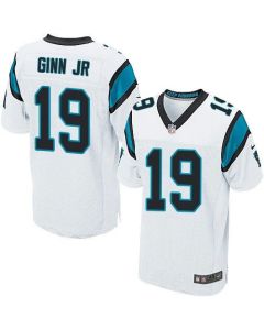 Panthers #19 Ted Ginn Jr White Men's Stitched NFL Elite Jersey