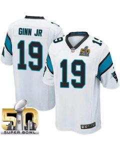 Panthers #19 Ted Ginn Jr White Super Bowl 50 Youth Stitched NFL Elite Jersey