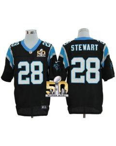 Panthers #28 Jonathan Stewart Black Team Color Super Bowl 50 Men's Stitched NFL Elite Jersey