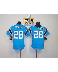 Panthers #28 Jonathan Stewart Blue Alternate Super Bowl 50 Youth Stitched NFL Elite Jersey