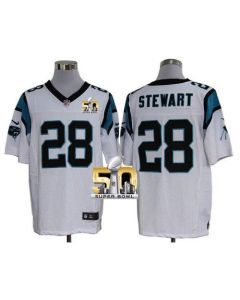 Panthers #28 Jonathan Stewart White Super Bowl 50 Men's Stitched NFL Elite Jersey