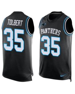 Panthers #35 Mike Tolbert Black Team Color Men's Stitched NFL Limited Tank Top Jersey