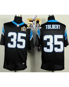 Panthers #35 Mike Tolbert Black Team Color Super Bowl 50 Men's Stitched NFL Elite Jersey