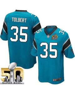Panthers #35 Mike Tolbert Blue Alternate Super Bowl 50 Youth Stitched NFL Elite Jersey