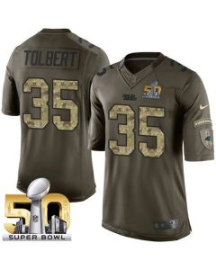 Panthers #35 Mike Tolbert Green Super Bowl 50 Men's Stitched NFL Limited Salute to Service Jersey