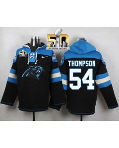 Panthers #54 Shaq Thompson Black Super Bowl 50 Player Pullover NFL Hoodie