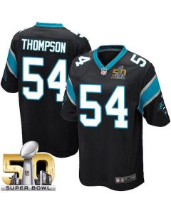 Panthers #54 Shaq Thompson Black Team Color Super Bowl 50 Youth Stitched NFL Elite Jersey