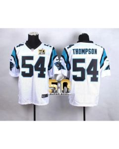 Panthers #54 Shaq Thompson White Super Bowl 50 Men's Stitched NFL Elite Jersey